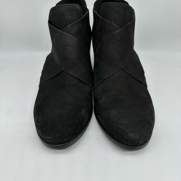 Eileen Fisher Vero Cuoio Alas Black Suede Cut Out Ankle Booties Womens Size 8.5 - Picture 5 of 14